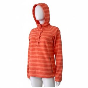 The North Face Crescent Sunshine Hoodie Orange 1/2 Zip Button Up Striped Sz M